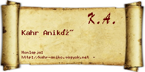 Kahr Anikó névjegykártya